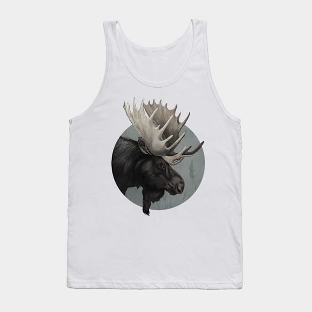 Misty Morning Moose Tank Top by LauraGraves